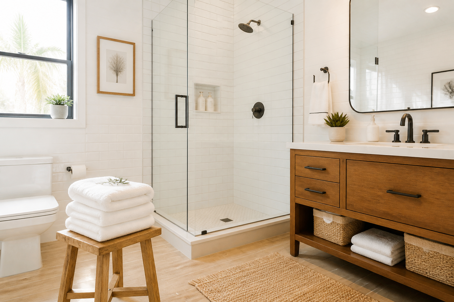 Pristine bathroom cleaned to five-star standard by Suite Cleaners